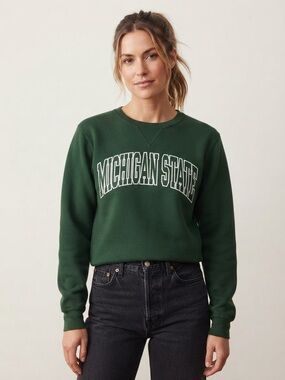 Russell Athletic Sz M Michigan State University Collegial Green Logo Sweatshirt